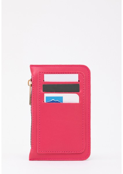 Fuşya SHK101 Suni Deri 6 Kartlık ve Fermuarlı Para Bölmeli Kartlık Cüzdan fiyatları
