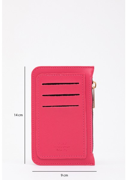 Fuşya SHK101 Suni Deri 6 Kartlık ve Fermuarlı Para Bölmeli Kartlık Cüzdan modelleri