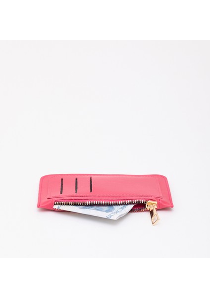 Fuşya SHK101 Suni Deri 6 Kartlık ve Fermuarlı Para Bölmeli Kartlık Cüzdan