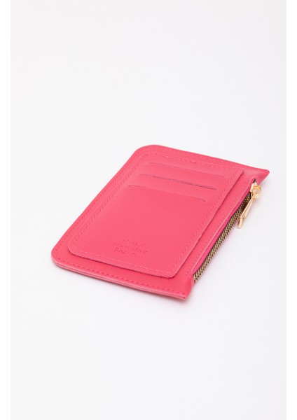 Fuşya SHK101 Suni Deri 6 Kartlık ve Fermuarlı Para Bölmeli Kartlık Cüzdan