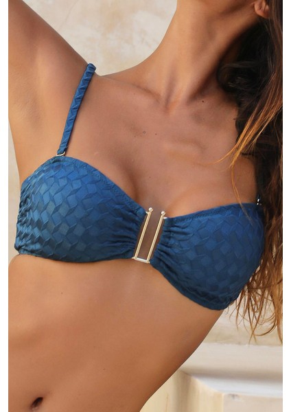 Olympos Petrol Mavisi Straplez Yandan Bağlamalı Bikini Takım fiyatları