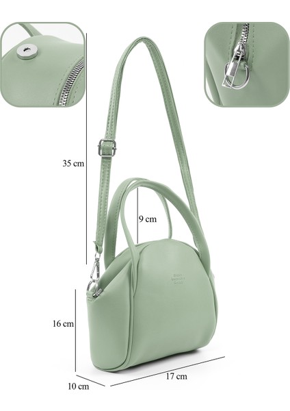 Mint Yeşil SHK132 Suni Deri, Fermuarlı Tek Bölmeli, Çıtçıt Detaylı ,el, Kol ve Omuz Çantası fırsatları