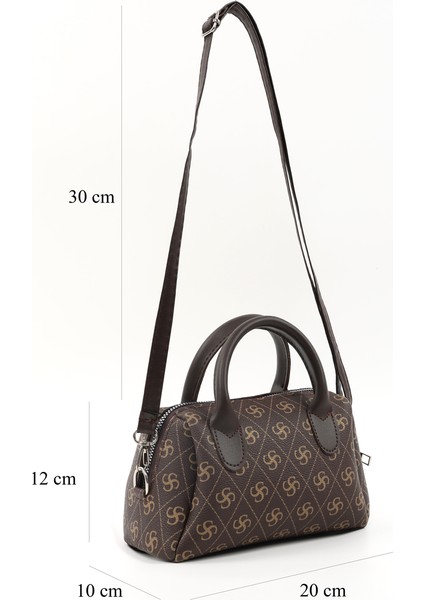 Monogram Baskılı Kahverengi SHK184 Suni Deri ,fermuarlı Tek Bölmeli ,askılı El, Kol ve Omuz Çantası fiyatları