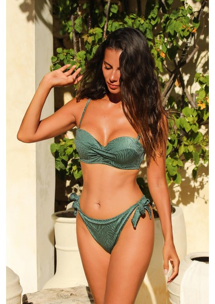 Bali Yeşil Dolgulu Straplez Push-Up Bikini Takım