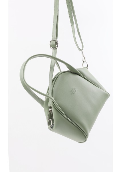 Mint Yeşil SHK132 Suni Deri, Fermuarlı Tek Bölmeli, Çıtçıt Detaylı ,el, Kol ve Omuz Çantası