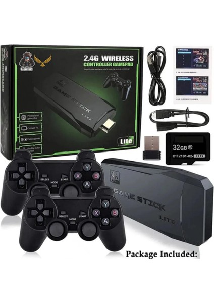 Leons 2.4g Uyumlu Kablosuz Çift Kol Oyunlar 4K Game Stick 3500 Oyun Atari Oyun