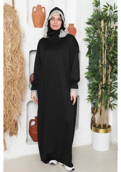 Kendinden Başörtülü Iki Renkli Şık Namaz Elbisesi modelleri