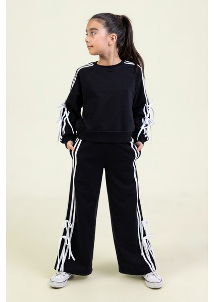 Kız Çocuk Eşofman Takım Şeritli ve Bağcık Detaylı Spor Takım fiyatları
