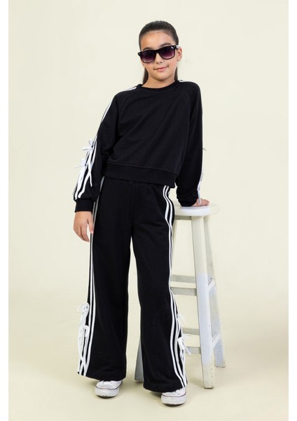 Kız Çocuk Eşofman Takım Şeritli ve Bağcık Detaylı Spor Takım modelleri