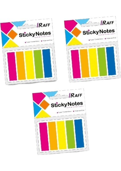 Yapışkanlı Not Kağıdı 5 Renk ( 15 mm * 75 Mm) Neon Renkler ( 3 Adet )