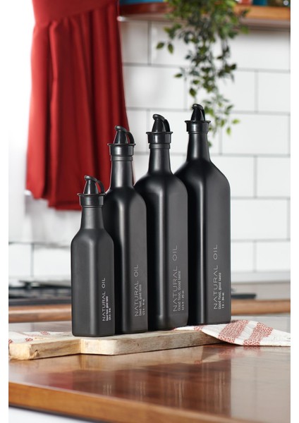 Urla Yazı Desenli 500 ml Cam Yağlık 152073 Mat Siyah indirimleri