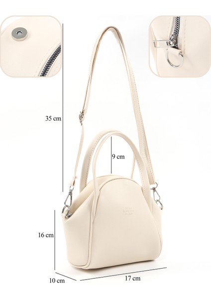 Krem SHK132 Suni Deri, Fermuarlı Tek Bölmeli, Çıtçıt Detaylı ,el, Kol ve Omuz Çantası fırsatları