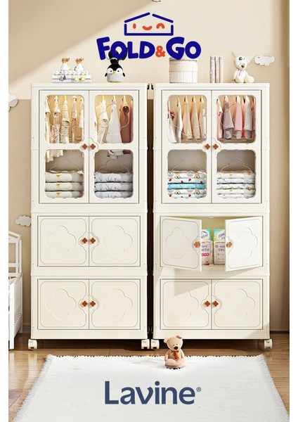 Fold&go 3 Katlı Dolap Gardırop Portatif Organizer Tekerlekli Dolap Çok Amaçlı Kapaklı Katlanır Beyaz fiyatları