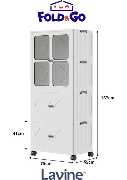 Fold&go 3 Katlı Dolap Gardırop Portatif Organizer Tekerlekli Dolap Çok Amaçlı Kapaklı Katlanır Beyaz modelleri