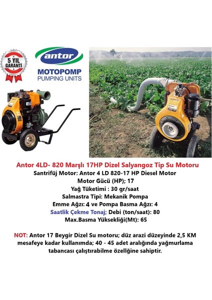 4LD- 820 Marşlı 17HP Dizel Su Motoru fiyatları