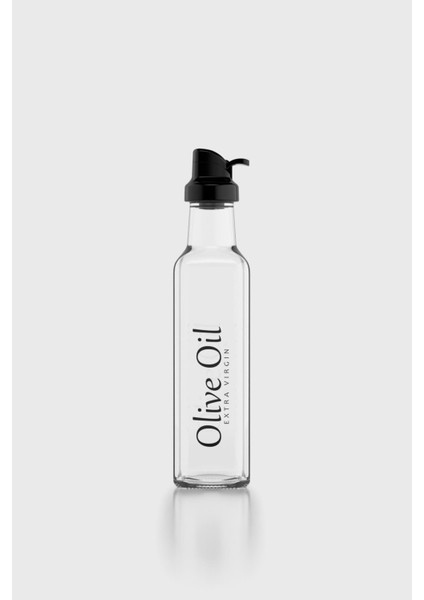 Oslo Yazı Desenli 250 ml Siyah Kapaklı Cam Yağlık 152001