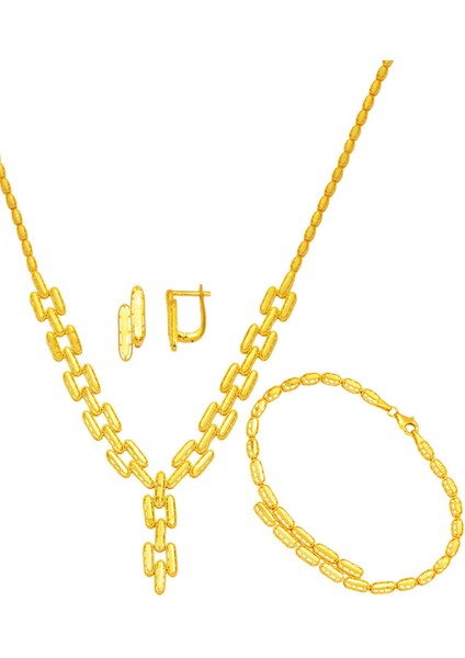 Sarı Altın Taşsız Ajda Düğün Takı Seti