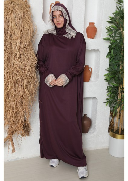 Kendinden Başörtülü Iki Renkli Şık Namaz Elbisesi fırsatları