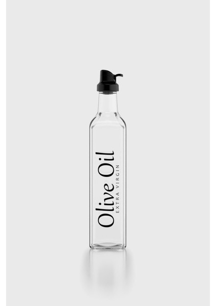 Oslo Yazı Desenli 500 ml Siyah Kapaklı Cam Yağlık 152002