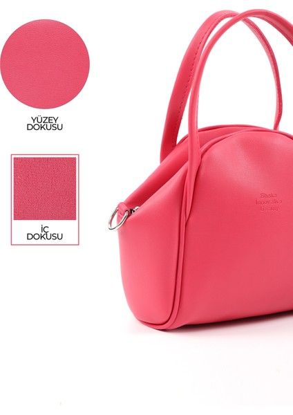 Fuşya SHK132 Suni Deri, Fermuarlı Tek Bölmeli, Çıtçıt Detaylı ,el, Kol ve Omuz Çantası indirimleri