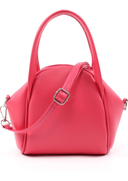 Fuşya SHK132 Suni Deri, Fermuarlı Tek Bölmeli, Çıtçıt Detaylı ,el, Kol ve Omuz Çantası