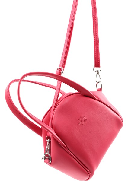 Fuşya SHK132 Suni Deri, Fermuarlı Tek Bölmeli, Çıtçıt Detaylı ,el, Kol ve Omuz Çantası