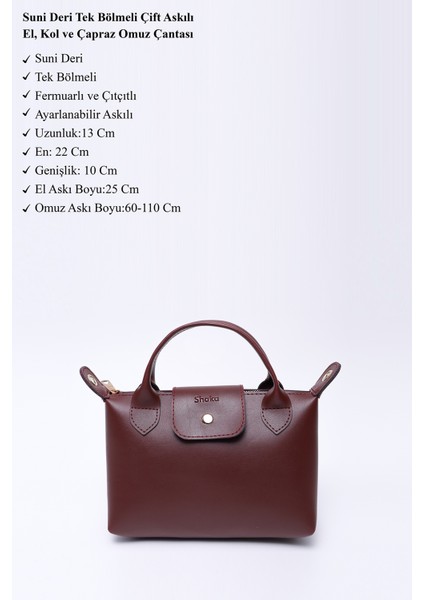 Bordo SHK135 Suni Deri, Tek Bölmeli, Çift Askılı El, Kol ve Çapraz Omuz Çantası modelleri