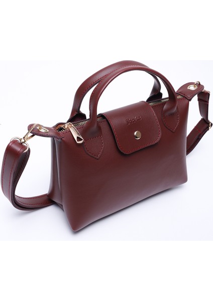Bordo SHK135 Suni Deri, Tek Bölmeli, Çift Askılı El, Kol ve Çapraz Omuz Çantası indirimleri