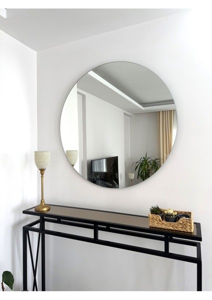 90 cm Yuvarlak Çerçevesiz Ayna, Şık ve Modern Tasarım, Gri Renk Seçeneği