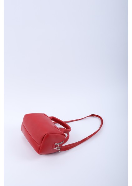 Kırmızı SHK184 Suni Deri ,fermuarlı Tek Bölmeli ,askılı El, Kol ve Omuz Çantası