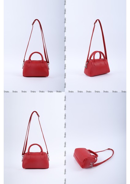 Kırmızı SHK184 Suni Deri ,fermuarlı Tek Bölmeli ,askılı El, Kol ve Omuz Çantası