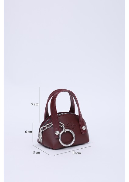 Bordo SHK213 Suni Deri Tek Bölmeli Zincirli, Fermuarlı, Mini Charm Çanta Aksesuarı ve Airpods Çantası fiyatları