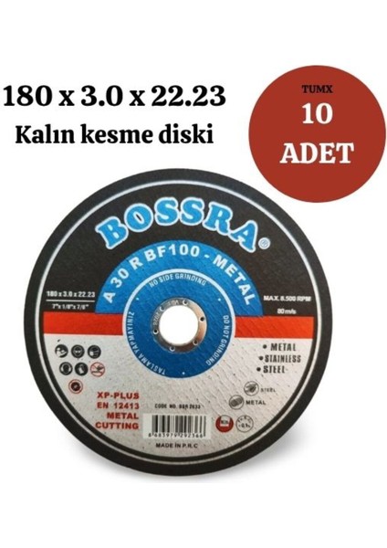 Metal Kesme Taşı Büyük 180X3.0X22.23 Metal Kesme Diski (10 Adet)