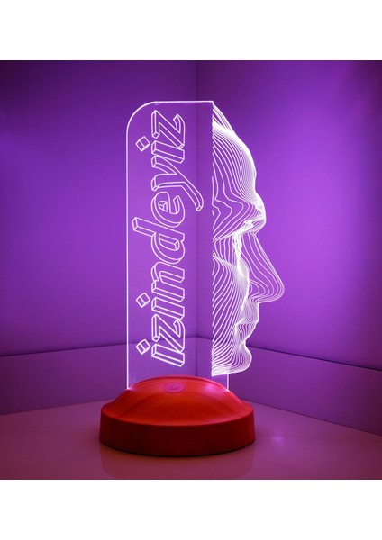 Atatürk Temalı Hediyelik Ürünler Atatürk İzindeyiz Gecelambası 3D Led Lamba, Atam İzindeyiz Sloganı, Ofis ve İşyeri Hediyesi