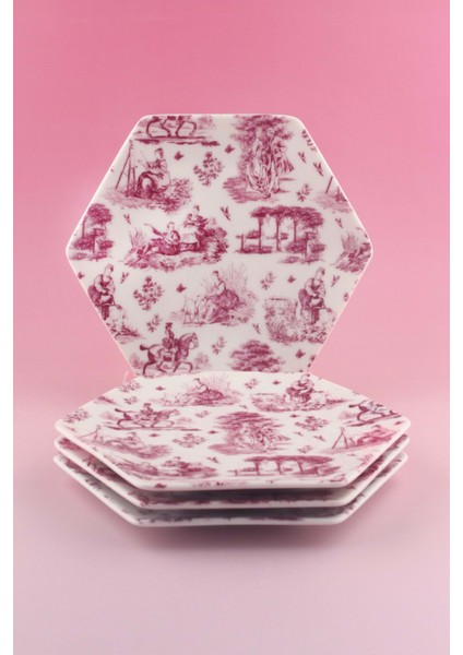 Royal Pembe 4 Parça Porselen Tatlı/kurabiye Tabağı fiyatları