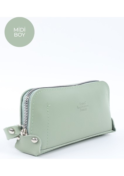 Mint Yeşil SHK222 Suni Deri, Fermuarlı ,4 Bölmeli ,askılı Telefon Cüzdanı ve El Çantası fiyatları