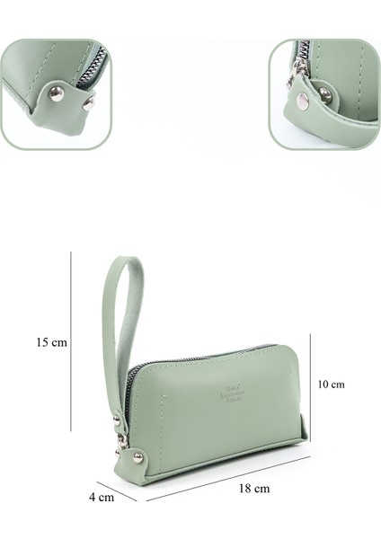 Mint Yeşil SHK222 Suni Deri, Fermuarlı ,4 Bölmeli ,askılı Telefon Cüzdanı ve El Çantası fırsatları