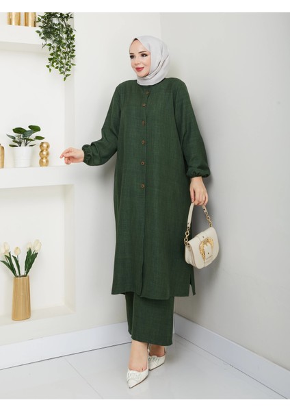 Kadın Büyük Beden Uzun Ikili Tesettür Tunik Takım