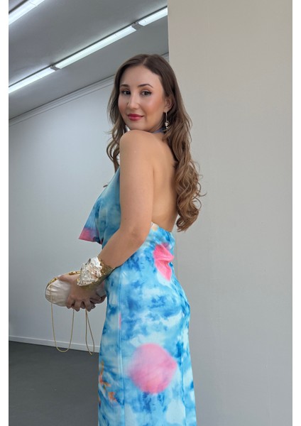 Ariel Degaje Yaka Sırt Dekolteli Maxi Elbise fiyatları