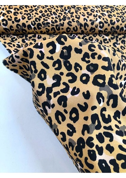 Leopar Desenli Likralı Gabardin Kumaş-Pantolon, Etek, Ceket-En 150CM fiyatları