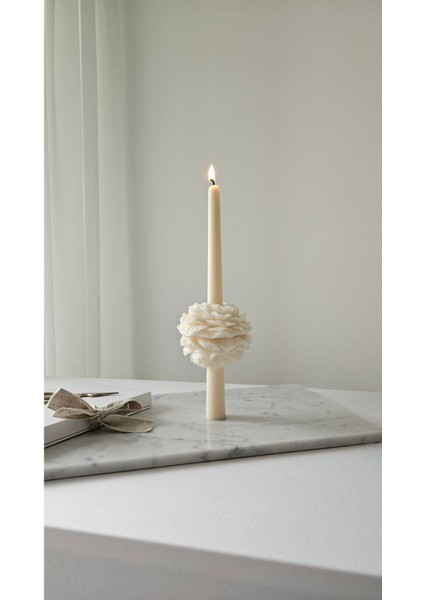 3'lü Beyaz Şakayıklı Konsept Mum Takımı, Şamdan, Kokulu, Sade ve Şık Tasarım modelleri