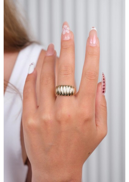 14 Ayar Altın Kalın Çizgili Yüzük 809 fırsatları