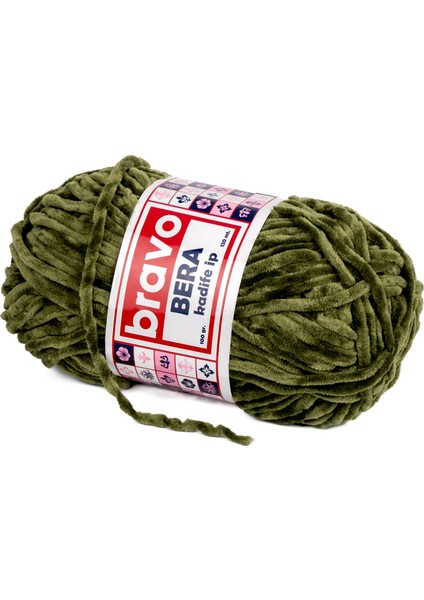 Bera Kadife Iplik 100 gr 120 Metre (Renk Kodu: 915) Haki Yeşil