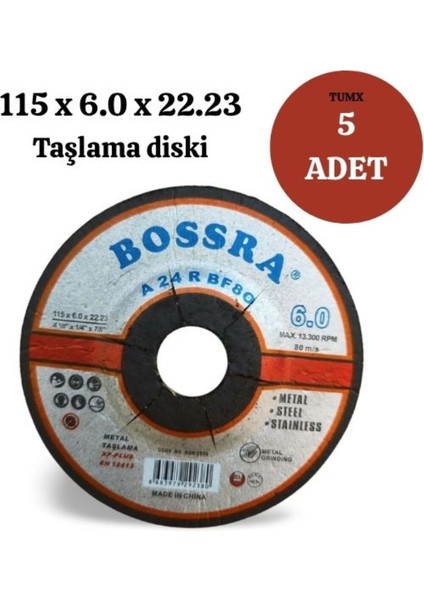 Metal Taşlama Taşı 115X6.0X22.23 Metal Taşlama Diski (5 Adet)