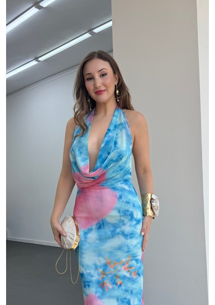 Ariel Degaje Yaka Sırt Dekolteli Maxi Elbise fırsatları