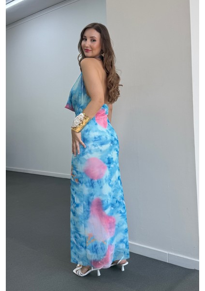 Ariel Degaje Yaka Sırt Dekolteli Maxi Elbise indirimleri