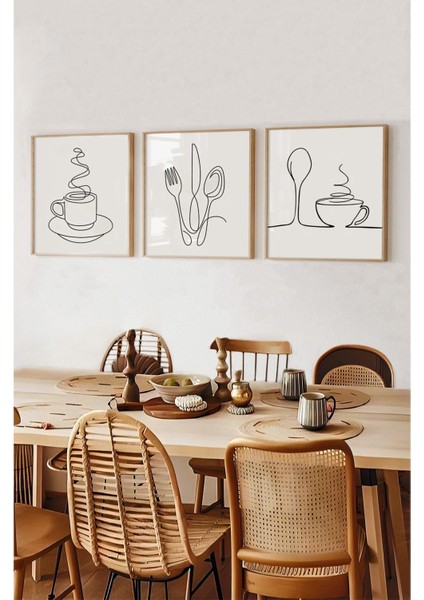 Beyaz Ahşap Çerçeveli Mdf Kare Tablo Seti, Mutfak Dekoruna Şıklık Katar modelleri