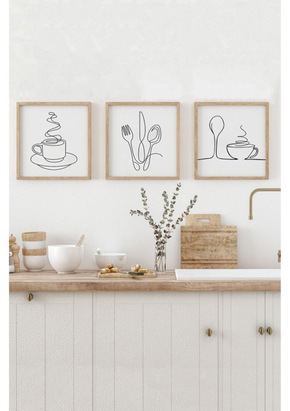 Beyaz Ahşap Çerçeveli Mdf Kare Tablo Seti, Mutfak Dekoruna Şıklık Katar fırsatları