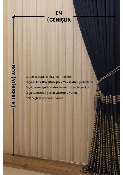 1-2 Seyrek Pile Altın Çizgili Model Tül Perde, Altın Gold Ütü Istemeyen Tül Perde