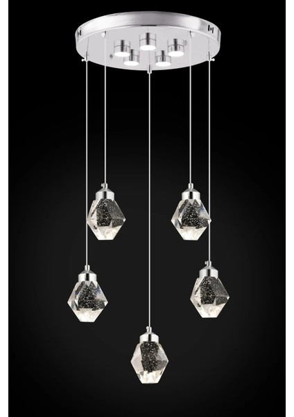 Istanbul Avize Kabarcıklı Liya 5'li Gümüş Kumandalı 3 Renk Ledli Modern LED Avize fiyatları